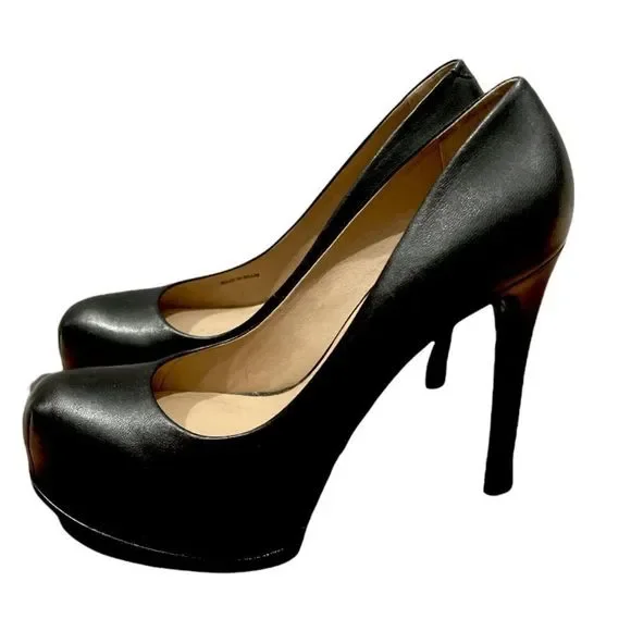POUR LA VICTOIRE Black Leather Pumps - Picture 2 of 8